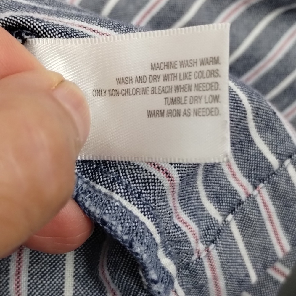 Old Navy blue lightweight denim halter summer dress medium striped white/red - Picture 9 of 9